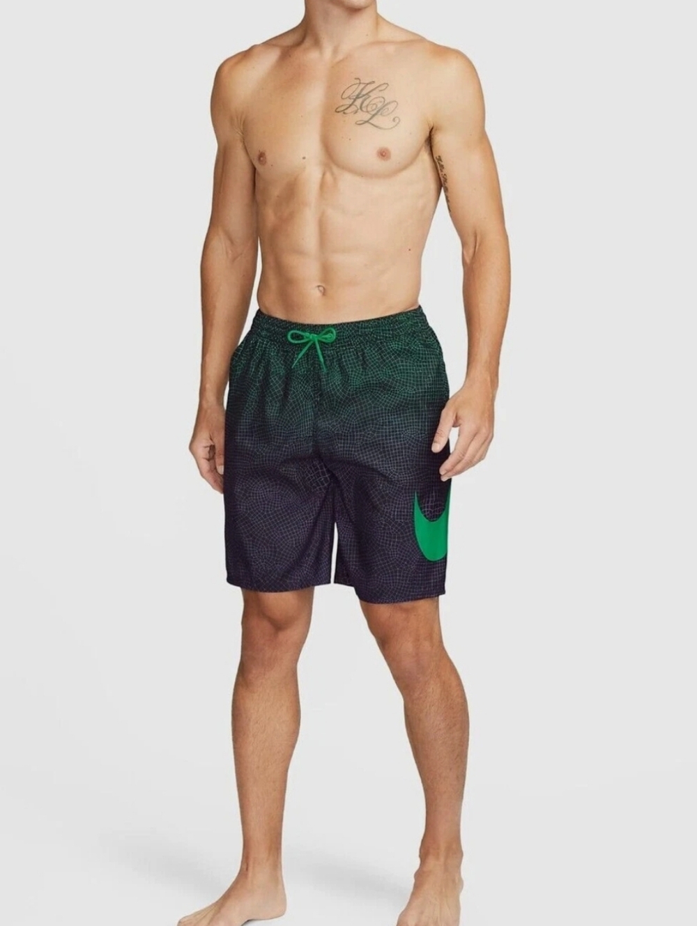 Nike Men's 9" Electric Algae Swoosh Breaker Swim Trunks Medium